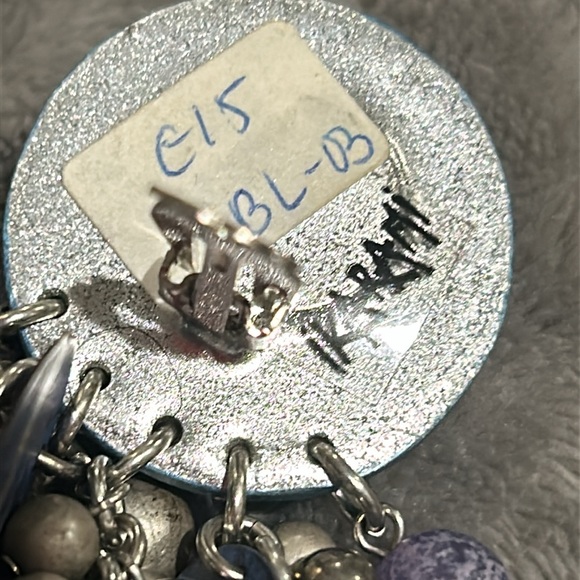 Vintage IKARAMI Denim Hues & Crystals Earrings-Boutique - Picture 7 of 8